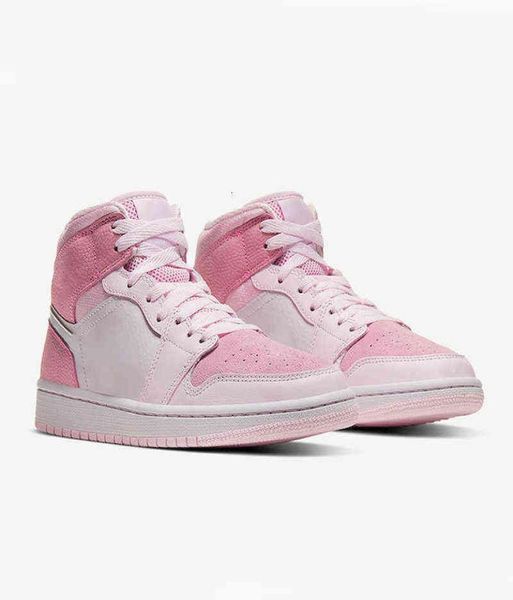 women men basketball shoes digital pink 1s jumpman 1 mid white fashion trai