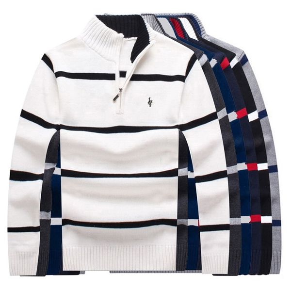 men s sweaters 100 cotton autumn winter half zipper turtleneck stripe mens casual warm slim fit men pullover knitted 8502 220908, White;black
men s sweaters 100 cotton autumn winter half zipper turtleneck stripe mens casual warm slim fit men pullover knitted 8502 220908, White;black