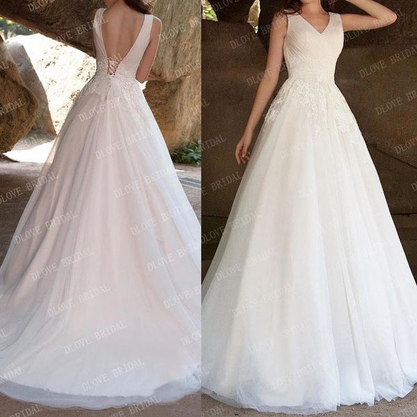 2022 v-neck a line wedding dress appliques lace vestido de novia beach bridal gowns, White
2022 v-neck a line wedding dress appliques lace vestido de novia beach bridal gowns, White