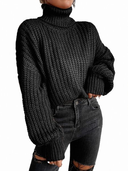 women's sweaters rolled neck drop shoulder sweater x7f5#, White;black