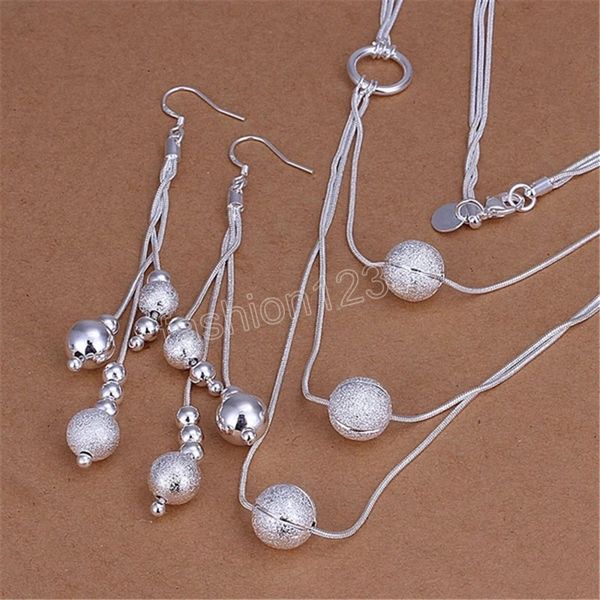 925 color silver jewelry sets temperament charm matte hanging beads necklace drop earrings fashion women
925 color silver jewelry sets temperament charm matte hanging beads necklace drop earrings fashion women