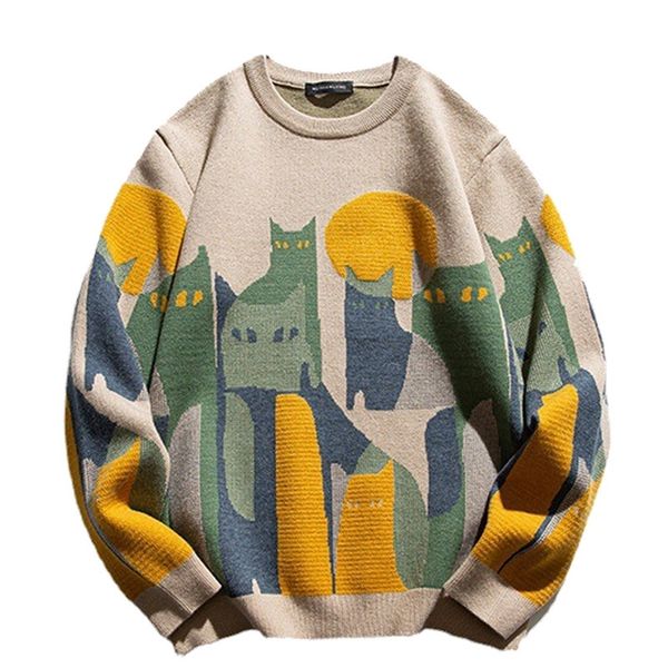 men s sweaters casual knitted men women japanese cartoon cat print streetwear pullover autumn winter harajuku 220908, White;black
men s sweaters casual knitted men women japanese cartoon cat print streetwear pullover autumn winter harajuku 220908, White;black