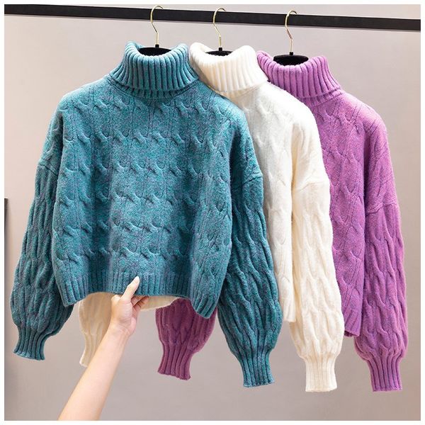 women s sweaters sweater women pullover autumn winter fashion turtleneck vintage long sleeves short clothes loose knitwear female h2104 2209, White;black
women s sweaters sweater women pullover autumn winter fashion turtleneck vintage long sleeves short clothes loose knitwear female h2104 2209, White;black