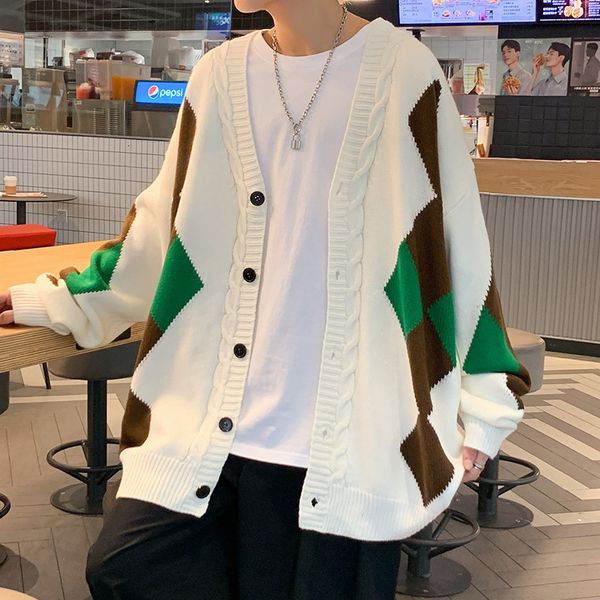 men s sweaters autumn male casual knit jacket korean knitted cardigan fashion plaid man oversized 5xl 220909, White;black
men s sweaters autumn male casual knit jacket korean knitted cardigan fashion plaid man oversized 5xl 220909, White;black