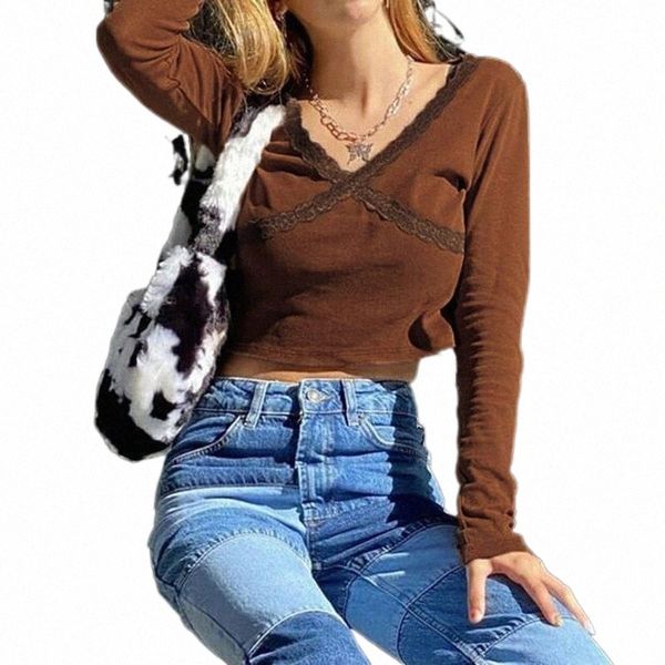 women's t-shirt brown y2k knitwear long sleeve pullovers lace patched crop v neck korean style tshirt women casual autumn 90s women, White
women's t-shirt brown y2k knitwear long sleeve pullovers lace patched crop v neck korean style tshirt women casual autumn 90s women, White