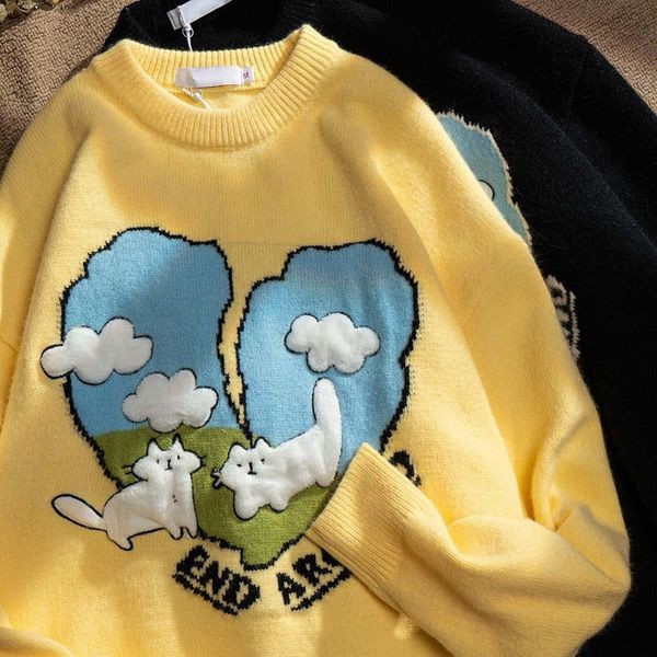 women s sweaters deeptown korean style cartoon print knitted sweater women preppy fashion kawaii long sleeve oversize jumper pullover female, White;black
women s sweaters deeptown korean style cartoon print knitted sweater women preppy fashion kawaii long sleeve oversize jumper pullover female, White;black