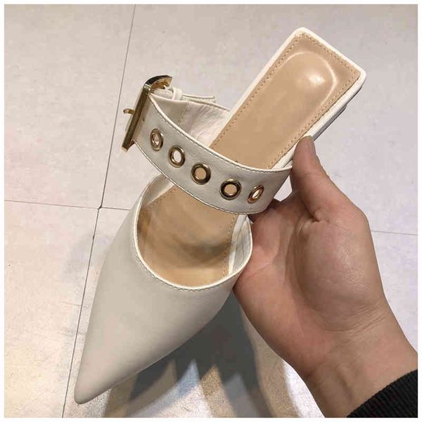luxury sandals women slippers brand metal buckle slides pointed toe slip on mules shoes ladies outdoor cp2o, Black 
luxury sandals women slippers brand metal buckle slides pointed toe slip on mules shoes ladies outdoor cp2o, Black