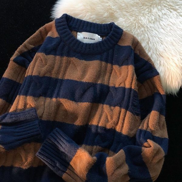 women s sweaters striped stitching green pullover fashion sweater women retro college style round neck striped winter s 220908, White;black
women s sweaters striped stitching green pullover fashion sweater women retro college style round neck striped winter s 220908, White;black