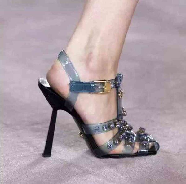 sandals t model catwalk buckle nightlub high-heeled women's shoes prom, Black