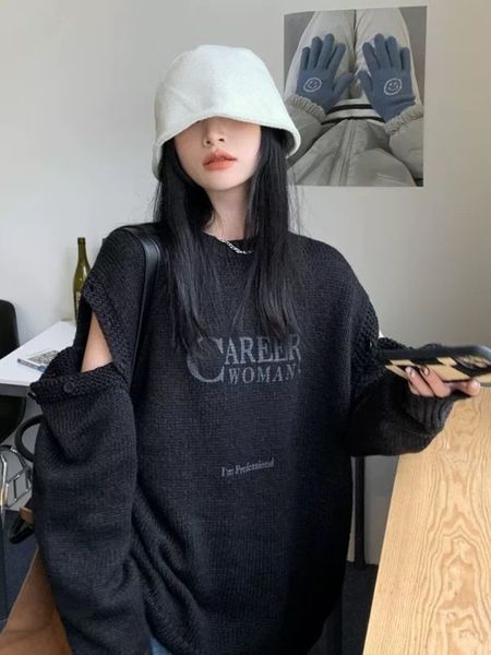 women s sweaters deeptown gothic streetwear letter print oversized sweater women harajuku knitted jumper off shoulder loose casual knitwear, White;black
women s sweaters deeptown gothic streetwear letter print oversized sweater women harajuku knitted jumper off shoulder loose casual knitwear, White;black