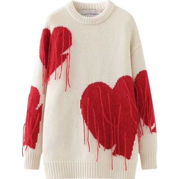women s sweaters love tassels long sleeve sweater women korean women s fashion hip hop y2k streetwear mid length loose lazy coat 220908, White;black
women s sweaters love tassels long sleeve sweater women korean women s fashion hip hop y2k streetwear mid length loose lazy coat 220908, White;black