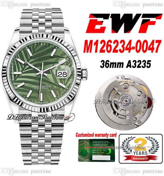 ewf just 126200 a3235 automatic watch mens ladies 36 fluted bezel olive green palm motif dial jubileesteel bracelet super edition same serie, Slivery;brown
ewf just 126200 a3235 automatic watch mens ladies 36 fluted bezel olive green palm motif dial jubileesteel bracelet super edition same serie, Slivery;brown