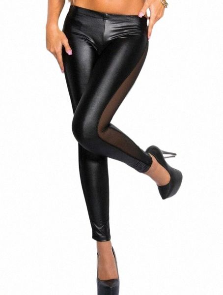 women's leggings women's leggings woman jeggings side mesh through meat imitation leather stitching 03ag#, Black
women's leggings women's leggings woman jeggings side mesh through meat imitation leather stitching 03ag#, Black