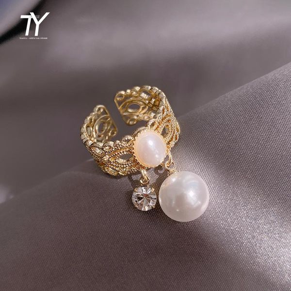 french retro elegant pearl gold color opening rings for woman fashion jewelry wedding girl's finger accessories, Golden
french retro elegant pearl gold color opening rings for woman fashion jewelry wedding girl's finger accessories, Golden