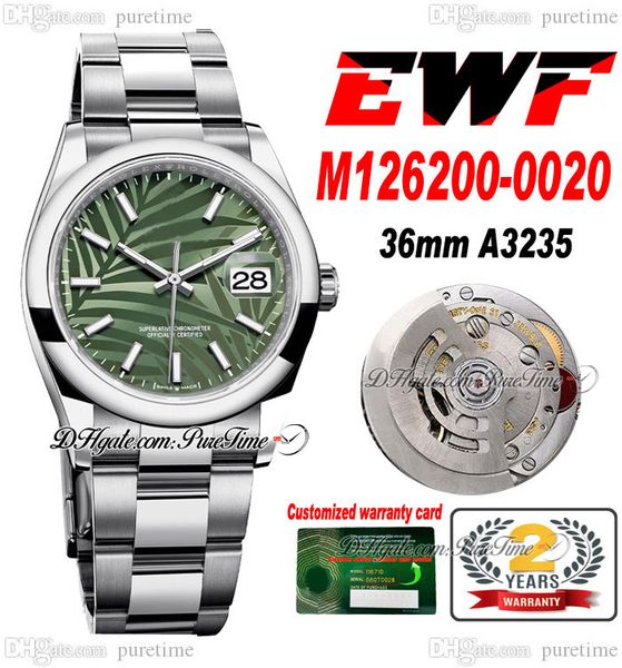 ewf just 126200 a3235 automatic watch mens ladies 36 polished bezel olive green palm motif dial oystersteel bracelet super edition same seri, Slivery;brown
ewf just 126200 a3235 automatic watch mens ladies 36 polished bezel olive green palm motif dial oystersteel bracelet super edition same seri, Slivery;brown