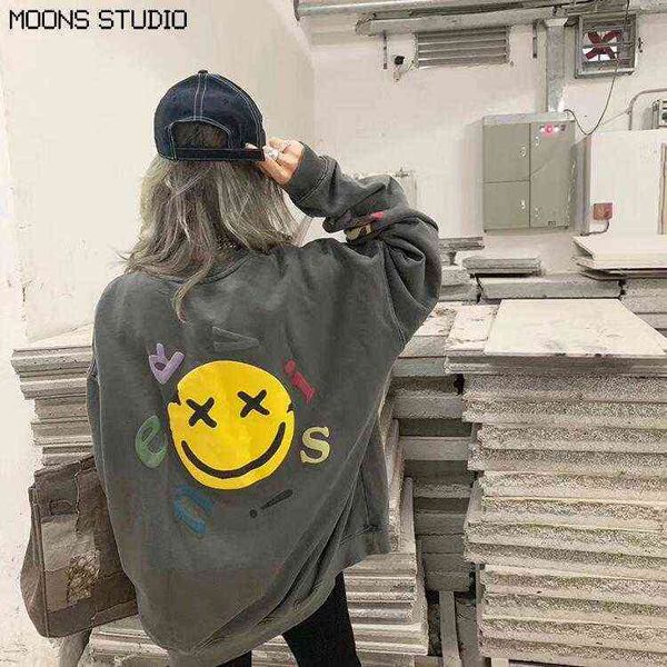 smiling face foam sweater loose round neck pullover long sleeve for men and women, Black
smiling face foam sweater loose round neck pullover long sleeve for men and women, Black