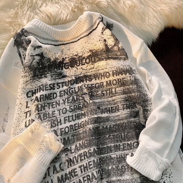 women s sweaters fashion aesthetic streetwear hip hop hole o neck sweater women autumn and winter lazy loose outer wear design 220908, White;black
women s sweaters fashion aesthetic streetwear hip hop hole o neck sweater women autumn and winter lazy loose outer wear design 220908, White;black