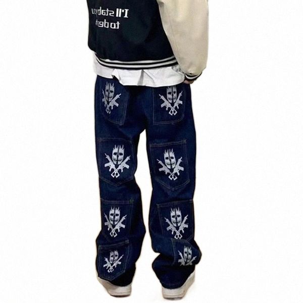 men's jeans men's jeans retro skull gun embroidery washed mens pants straight spliced ripped loose denim trousers oversized casual, Blue
men's jeans men's jeans retro skull gun embroidery washed mens pants straight spliced ripped loose denim trousers oversized casual, Blue