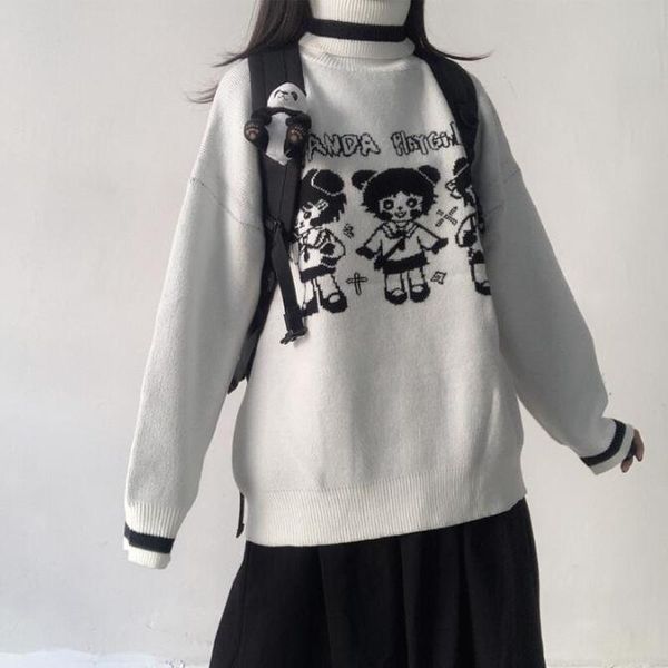 women s sweaters cartoon girl sweater female korean harajuku women pullover japanese kawaii cute ulzzang clothing sweet jumper knit 220908, White;black
women s sweaters cartoon girl sweater female korean harajuku women pullover japanese kawaii cute ulzzang clothing sweet jumper knit 220908, White;black