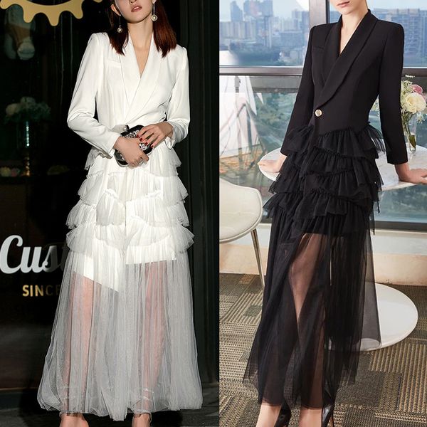 autumn british style evening party dresses women's mesh stitching long sleeve suit skirt european and american clothing dress, White;black
autumn british style evening party dresses women's mesh stitching long sleeve suit skirt european and american clothing dress, White;black