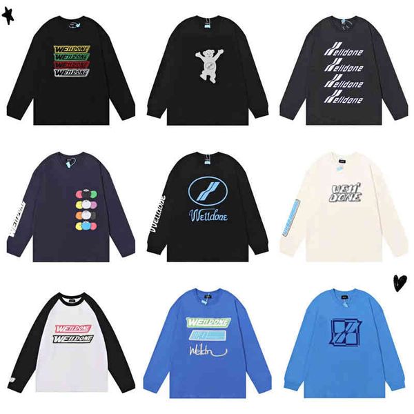 we11done new flocked bear long sleeve t-shirt welldone letter loose fashion brand thin sweater for men and women, White;black
we11done new flocked bear long sleeve t-shirt welldone letter loose fashion brand thin sweater for men and women, White;black