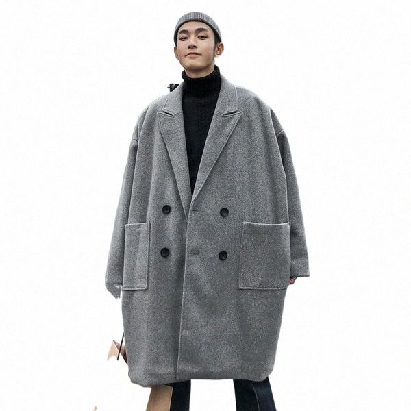 men's wool & blends 2018 korean winter men's fashion button decoration lapel woolen blends long overcoat loose solid color coats m, Black
men's wool & blends 2018 korean winter men's fashion button decoration lapel woolen blends long overcoat loose solid color coats m, Black
