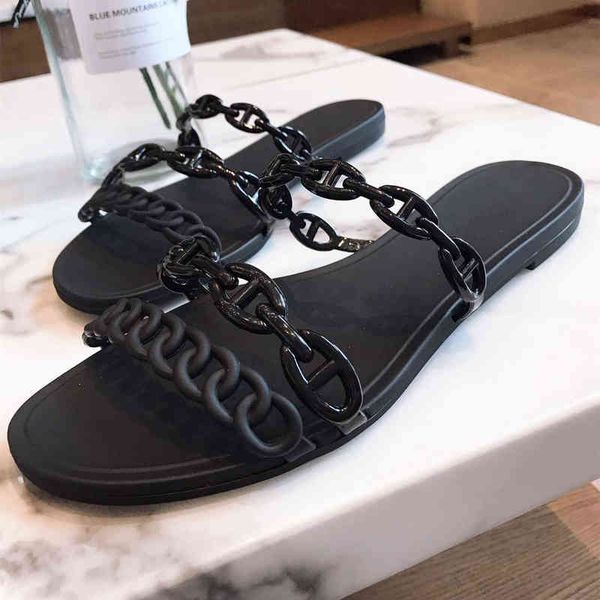 slippers women flats sandals beach flip flops ladies slides famous designer chains heel three band jelly casual style, Black
slippers women flats sandals beach flip flops ladies slides famous designer chains heel three band jelly casual style, Black