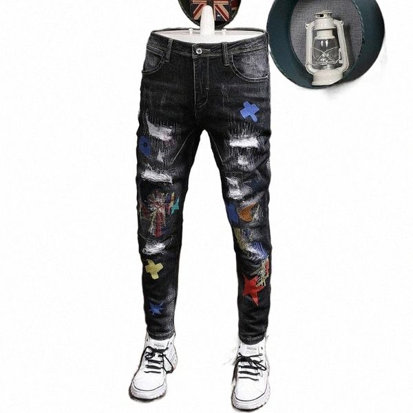 men's jeans men's jeans fashion streetwear men slim fit patches designer ripped destroyed pencil pants hip hop homme t6sv#, Blue
men's jeans men's jeans fashion streetwear men slim fit patches designer ripped destroyed pencil pants hip hop homme t6sv#, Blue