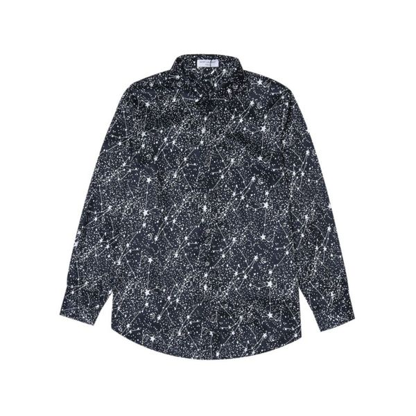 men's shirt casual loose gypsophila print long sleeve slim fit trendy top, White;black
men's shirt casual loose gypsophila print long sleeve slim fit trendy top, White;black