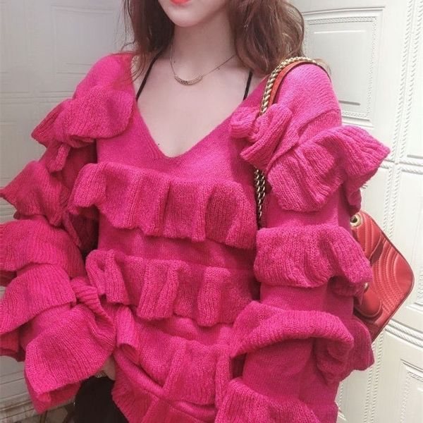 women s sweaters autumn winter chic women v neck flare sleeve ruffles streetwear pullovers vintage elegant knitted jumper 220908, White;black
women s sweaters autumn winter chic women v neck flare sleeve ruffles streetwear pullovers vintage elegant knitted jumper 220908, White;black