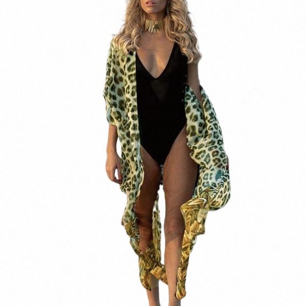 women's swimwear women casual beach blouse fashion green leopard printed pattern half sleeves loose style soft comfortble long women&#, White;black
women's swimwear women casual beach blouse fashion green leopard printed pattern half sleeves loose style soft comfortble long women&#, White;black