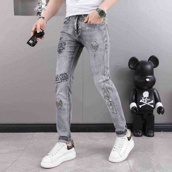 men's jeans 2022 grey cotton micro elastic youth casual ordinary middle waist pants, Blue
men's jeans 2022 grey cotton micro elastic youth casual ordinary middle waist pants, Blue