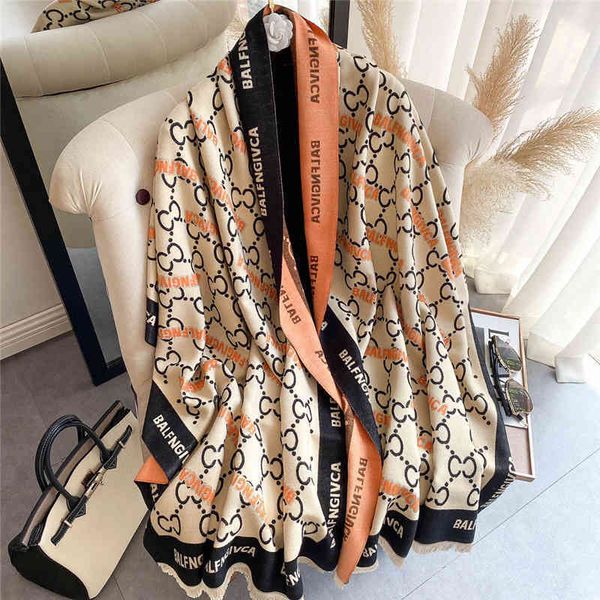 design new imitation cashmere scarf for women in thickened warm tassel large shawl versatile temperament bib, Blue;gray
design new imitation cashmere scarf for women in thickened warm tassel large shawl versatile temperament bib, Blue;gray