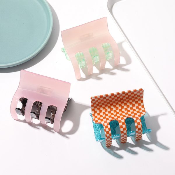 spliced color plaid crab hair clamps clips women keel three gear acetic acid hair claws length 7 cm medium hairpins ponytail headdress jewel, Slivery;golden
spliced color plaid crab hair clamps clips women keel three gear acetic acid hair claws length 7 cm medium hairpins ponytail headdress jewel, Slivery;golden