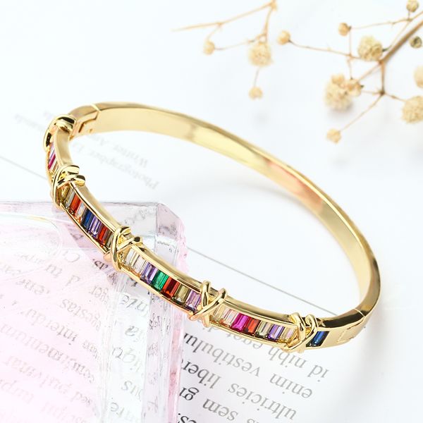 bangle women gold rainbow bangles bracelets multicolor square cubic zircon aaa copper cuff bracelet for plated drop 220909, Black
bangle women gold rainbow bangles bracelets multicolor square cubic zircon aaa copper cuff bracelet for plated drop 220909, Black