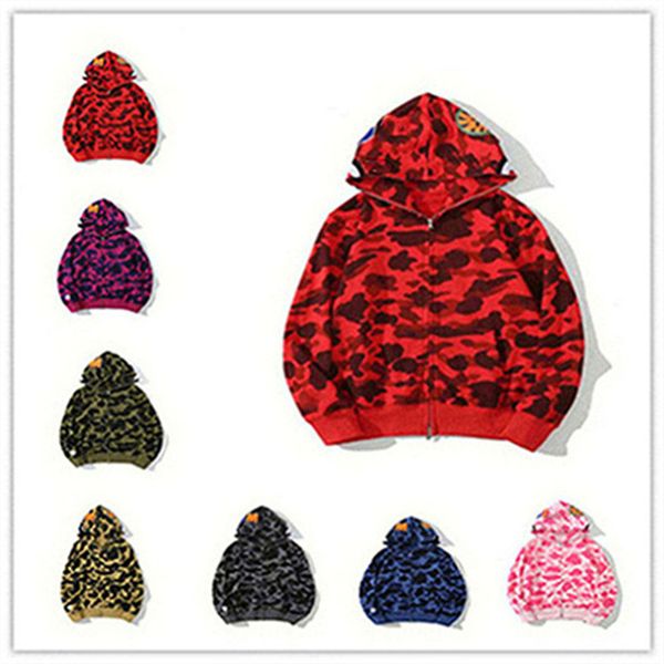 21ss designer sweater mens women hoodie lovers sportwear coat jogger tracksuit zipper fleece sweatshirt for zip up with designs men shark si, Black