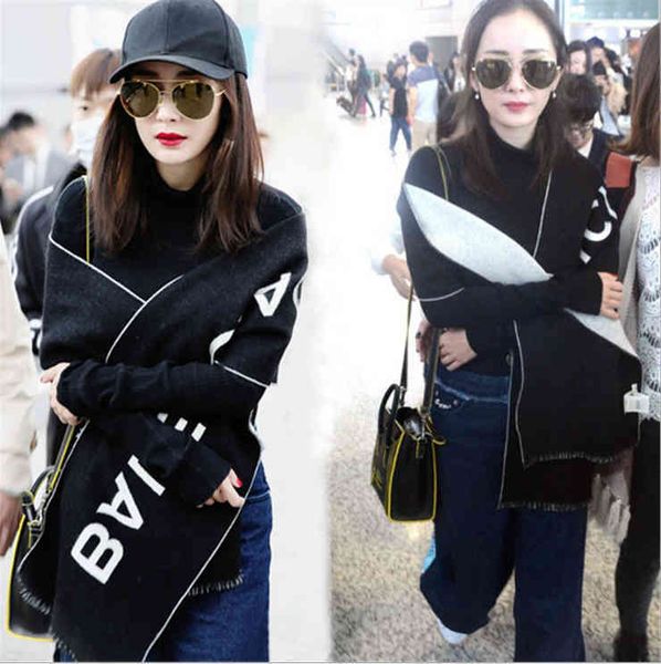 design 2021 autumn airport with black and white letters simple fashion shawl dual-purpose wool cashmere scarf, Blue;gray
design 2021 autumn airport with black and white letters simple fashion shawl dual-purpose wool cashmere scarf, Blue;gray