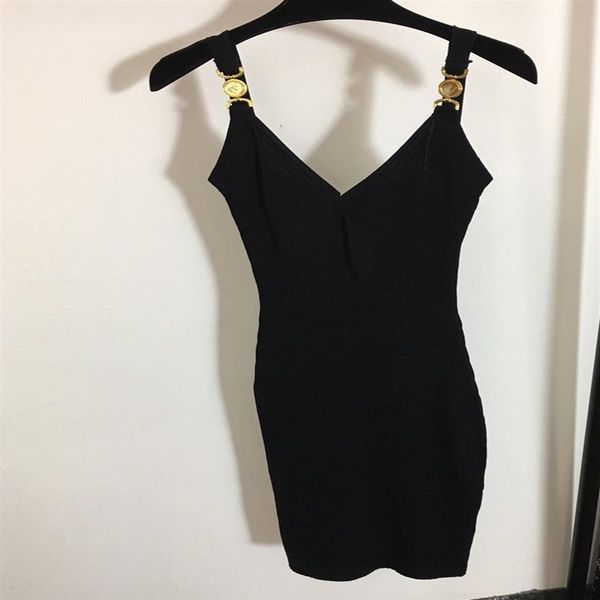 women runway dresses v neck sleeveless knit slim dress female gold button long milan party clothing my1305k, Black
women runway dresses v neck sleeveless knit slim dress female gold button long milan party clothing my1305k, Black