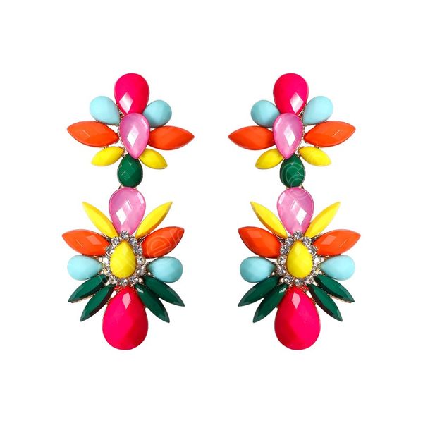 colorblock jewelry dangle earrings for women boho multicoloured resin rhinestone flower earrings party gift, Silver
colorblock jewelry dangle earrings for women boho multicoloured resin rhinestone flower earrings party gift, Silver