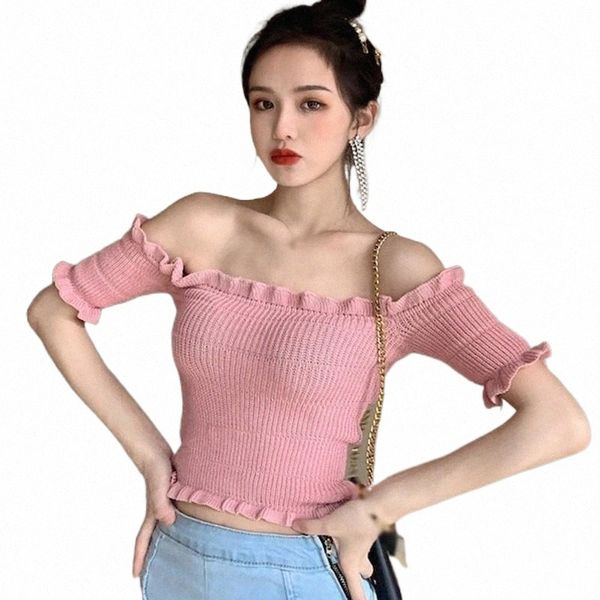 women's t-shirt women's t-shirt girls stretchy ruffle sleeve crop women summer slash neck tight rib-knitted plain 05gf#, White
women's t-shirt women's t-shirt girls stretchy ruffle sleeve crop women summer slash neck tight rib-knitted plain 05gf#, White
