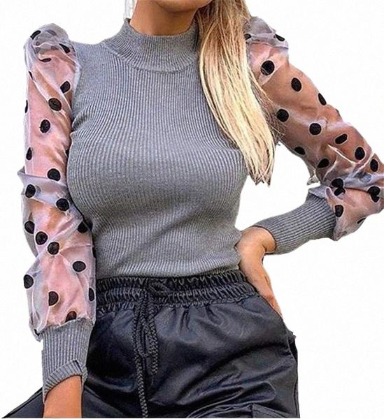 women's blouses & shirts autumn women clothes fashion knitted polka dot mesh puff long sheer sleeve sweater pullover blouse shirts wome, White
women's blouses & shirts autumn women clothes fashion knitted polka dot mesh puff long sheer sleeve sweater pullover blouse shirts wome, White