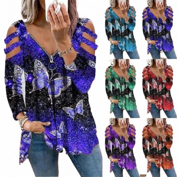 women's t-shirt women's t-shirt women v-neck zipper loose butterfly print long sleeve autumn casual pullover large size e7hi#, White
women's t-shirt women's t-shirt women v-neck zipper loose butterfly print long sleeve autumn casual pullover large size e7hi#, White