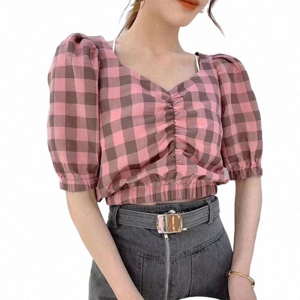 women's blouses & shirts vintage plaid blouses shirt women 2021 color block casual cool elegant puff sleeve v neck chic short blouse f, White
women's blouses & shirts vintage plaid blouses shirt women 2021 color block casual cool elegant puff sleeve v neck chic short blouse f, White