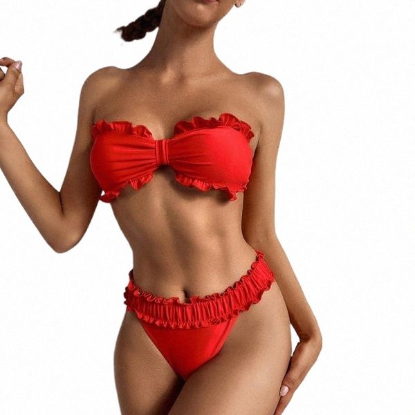 women's swimwear women swimwear solid bow breast wrap two-piece swimsuit high-waist ladies ruffled bikini swimming biquinis #t2q women&, White;black
women's swimwear women swimwear solid bow breast wrap two-piece swimsuit high-waist ladies ruffled bikini swimming biquinis #t2q women&, White;black
