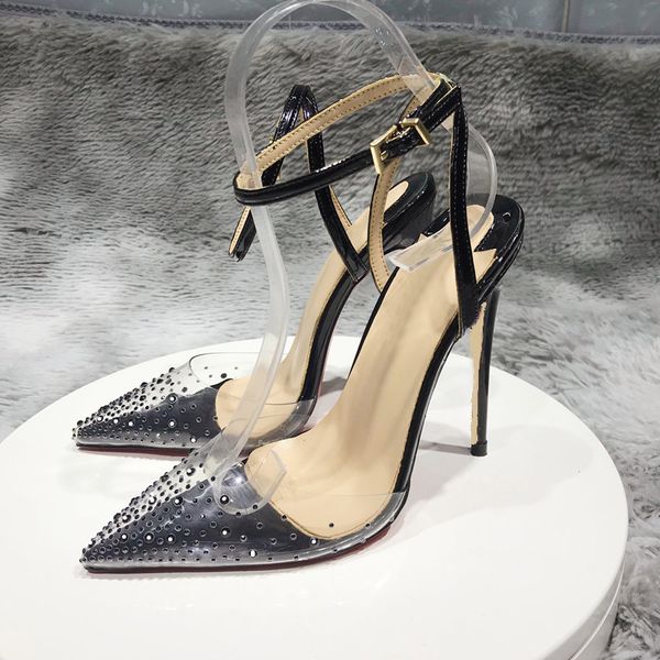 women pumps red bottom rhinestone shoes pvc thin heel sandals 2023 transparent 10cm high heels slingbacks fashion pointed toe buckle strap p, Black
women pumps red bottom rhinestone shoes pvc thin heel sandals 2023 transparent 10cm high heels slingbacks fashion pointed toe buckle strap p, Black