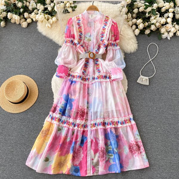 new casual dresses summer floral print slim full lady dress a line o neck chiffon button single breasted women dresses 2023, Black;gray
new casual dresses summer floral print slim full lady dress a line o neck chiffon button single breasted women dresses 2023, Black;gray