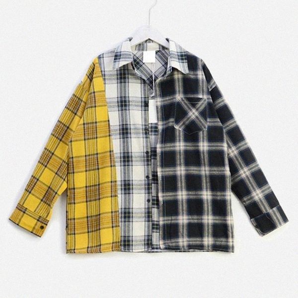 women's blouses & shirts hip hop plaid shirt color contrast women's blouse long sleeve patchwork splice shirts 2021 spring summer, White
women's blouses & shirts hip hop plaid shirt color contrast women's blouse long sleeve patchwork splice shirts 2021 spring summer, White