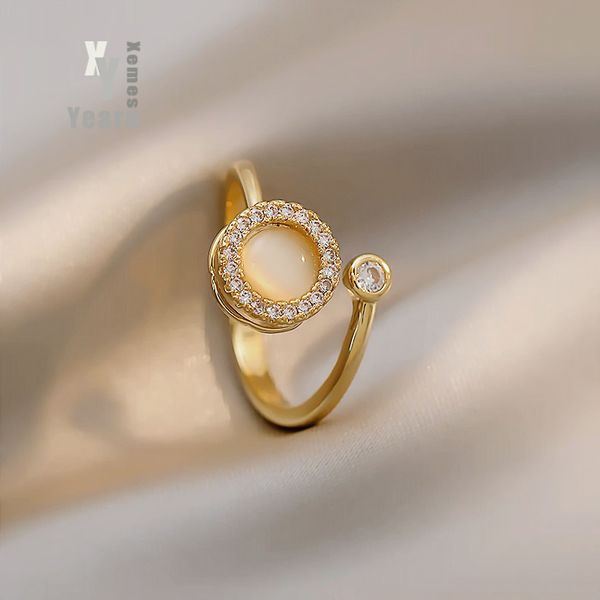 design sense rotatable opal gold color open rings korean fashion jewelry goth girl's luxury accessories for womans set gift ring, Golden;silver
design sense rotatable opal gold color open rings korean fashion jewelry goth girl's luxury accessories for womans set gift ring, Golden;silver