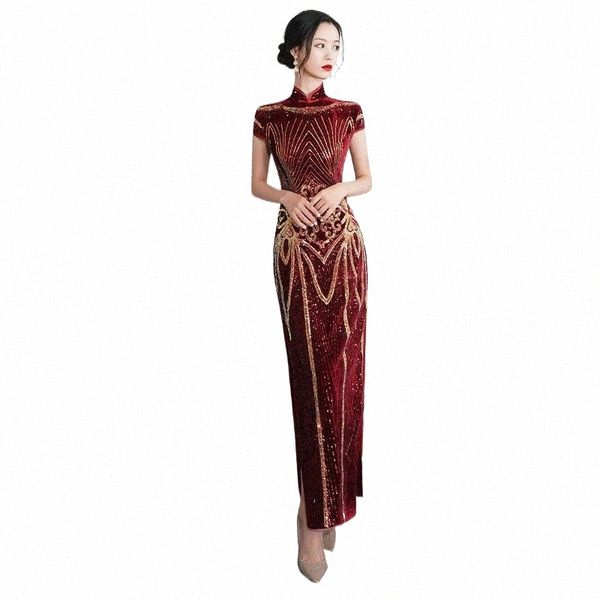 ethnic clothing oversize 4xl velour sequin flower cheongsam women slim velvet qipao elegant evening party dress short sleeve vestidos ethnic, Red
ethnic clothing oversize 4xl velour sequin flower cheongsam women slim velvet qipao elegant evening party dress short sleeve vestidos ethnic, Red