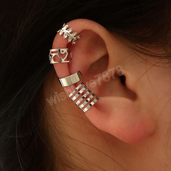 4pcs/set vintage hollow peach heart star ear cuff earrings women's simple metal pierced ear clips girls fashion jewelry, Silver
4pcs/set vintage hollow peach heart star ear cuff earrings women's simple metal pierced ear clips girls fashion jewelry, Silver